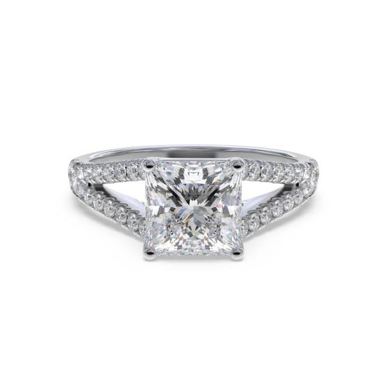 Princess Diamond Shoulder Set Ring