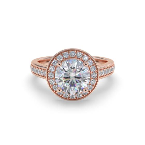 Round Diamond Single Halo Shoulder Set Ring
