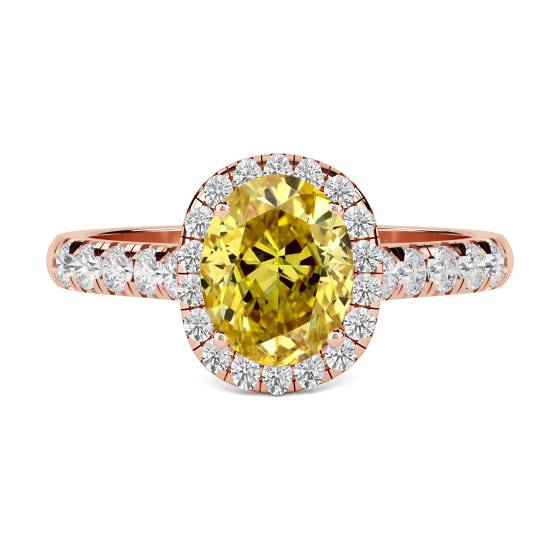 Fancy Yellow Oval Diamond Shoulder Set Ring
