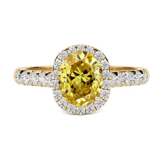 Fancy Yellow Oval Diamond Shoulder Set Ring