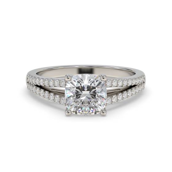 Cushion Diamond Shoulder Set Ring