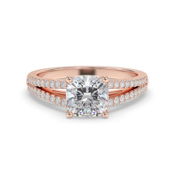 Cushion Diamond Shoulder Set Ring