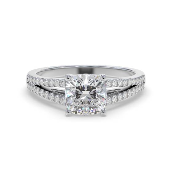 Cushion Diamond Shoulder Set Ring