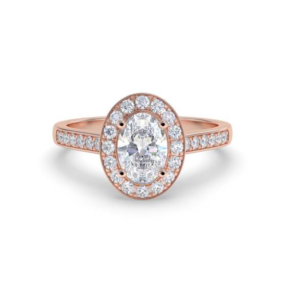 Oval Diamond Single Halo Shoulder Set Ring