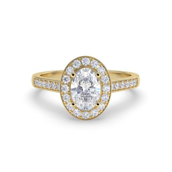 Oval Diamond Single Halo Shoulder Set Ring