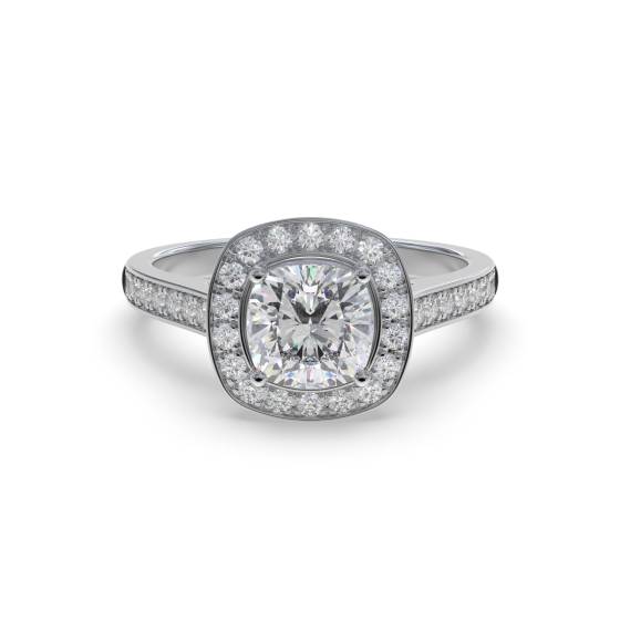 Cushion Diamond Single Halo Shoulder Set Ring