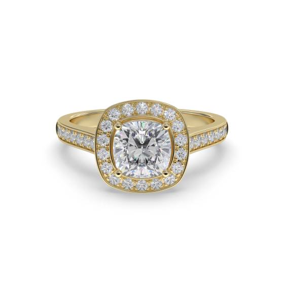 Cushion Diamond Single Halo Shoulder Set Ring