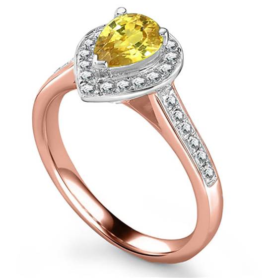 Fancy Yellow Pear Diamond Halo Ring