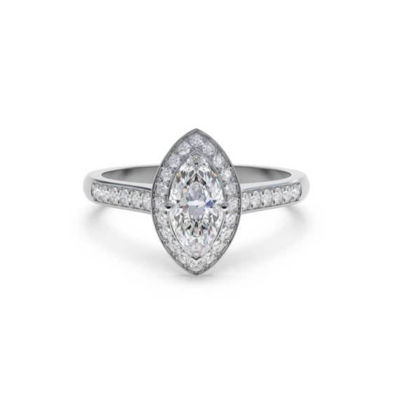 GIA Certified 1.40ct SI1/D Marquise Diamond Bezel Set Single Halo Shoulder Set Ring
