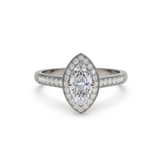 GIA Certified 0.75ct VVS1/D Marquise Diamond Bezel Set Single Halo Shoulder Set Ring