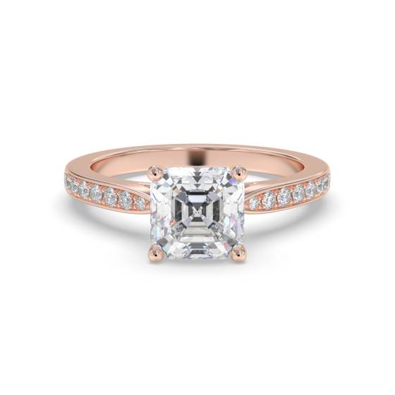 Asscher Diamond Shoulder Set Ring