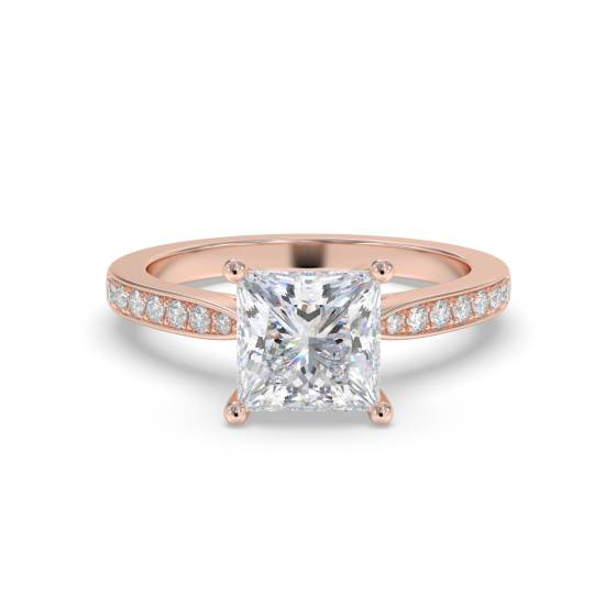 Princess Diamond Shoulder Set Engagement Ring