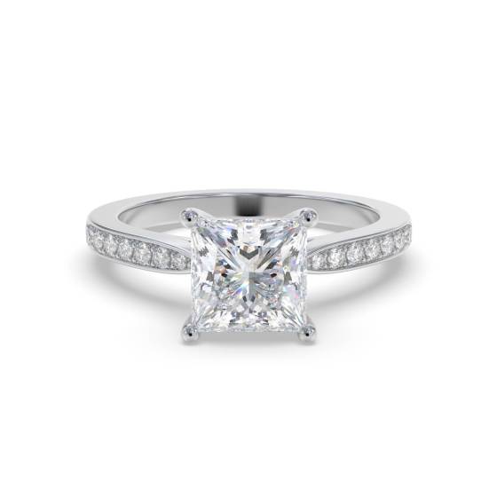 Princess Diamond Shoulder Set Engagement Ring