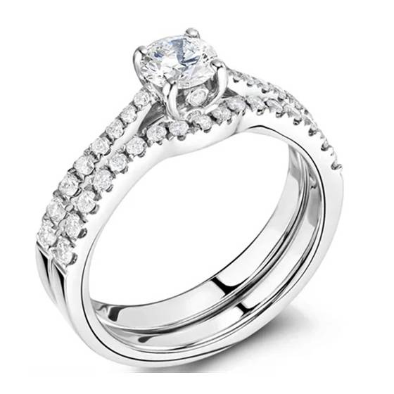 Diamond Shoulder Set Ring With Matching Band
