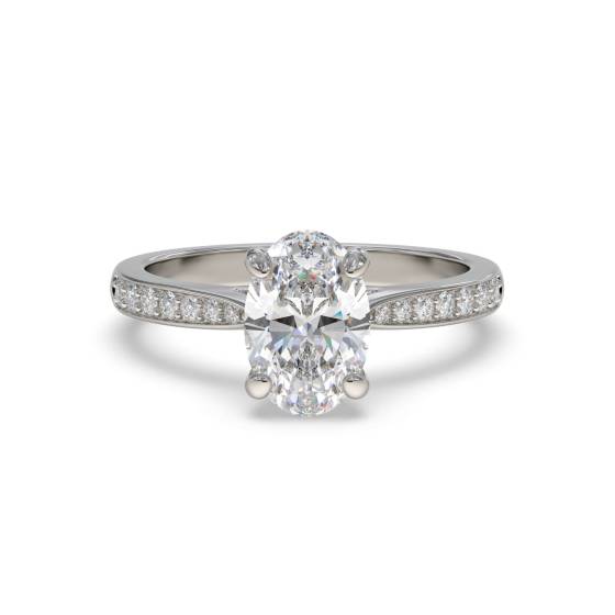 Elegant Oval Diamond Milgrain Shoulder Set Ring