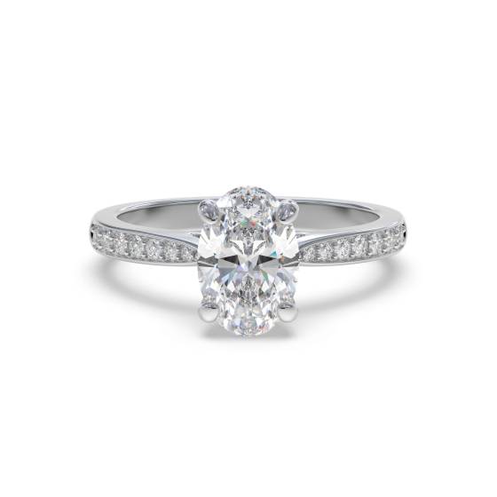 Elegant Oval Diamond Milgrain Shoulder Set Ring