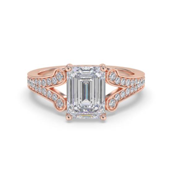 Split Shank Emerald Diamond Designer Ring