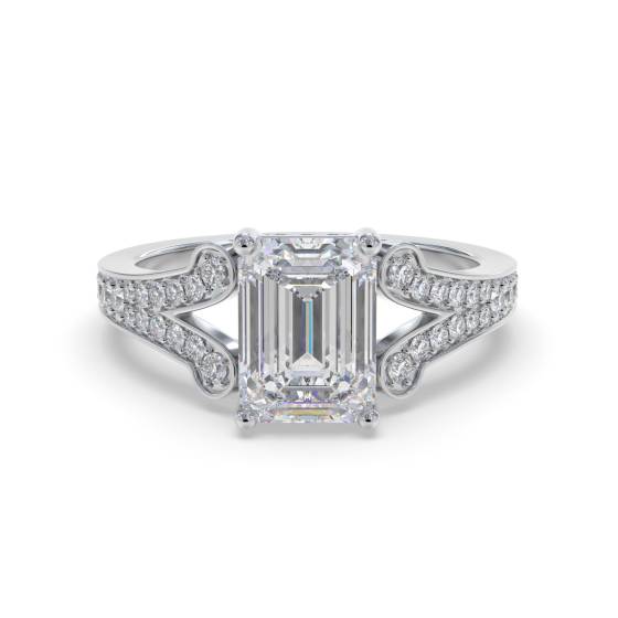 Split Shank Emerald Diamond Designer Ring