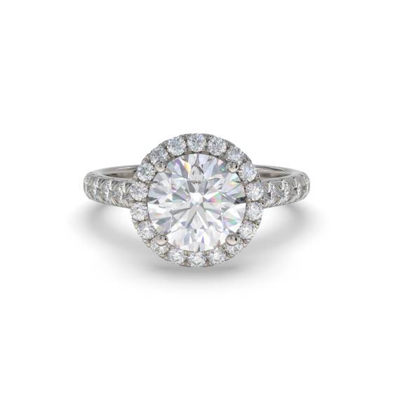 Round Diamond Single Halo Shoulder Set Ring