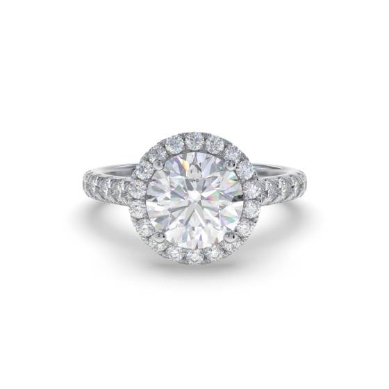 Round Diamond Single Halo Shoulder Set Ring