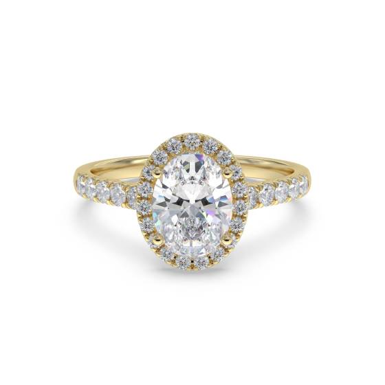 Oval Diamond Single Halo Shoulder Set Ring