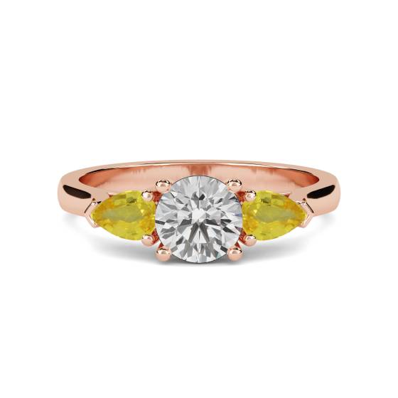 Round Diamond and Yellow Sapphire Ring