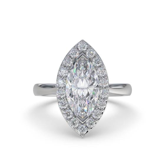 Marquise and Round Diamond Single Halo Ring