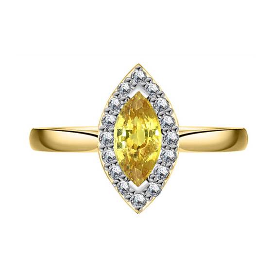 Fancy Yellow Marquise Diamond Single Halo Shoulder Set Ring
