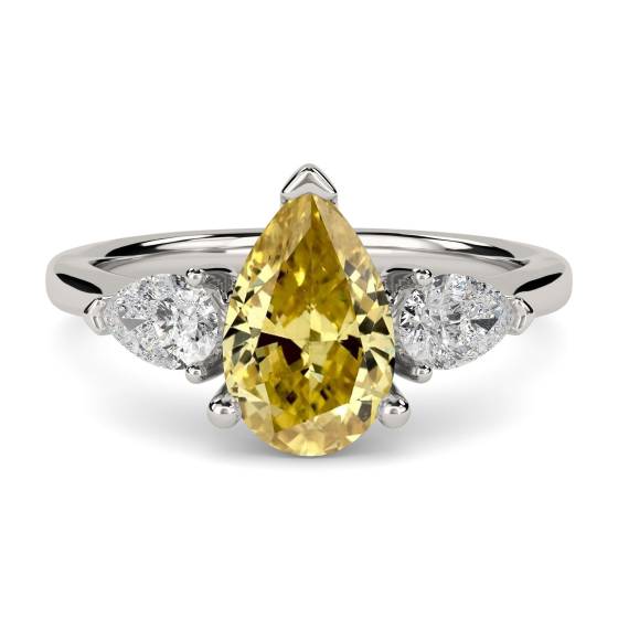 Yellow Pear Diamond Trilogy Ring