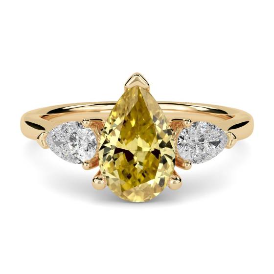 Yellow Pear Diamond Trilogy Ring