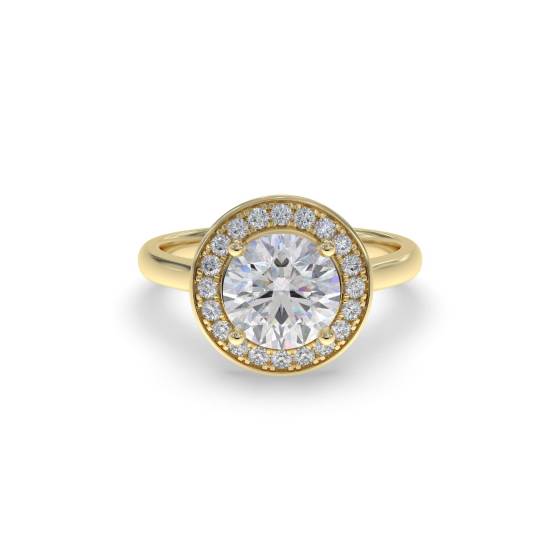 Round Diamond Bezel Set Single Halo Ring