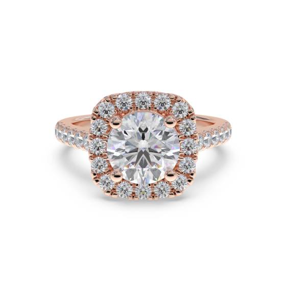 Modern Round Diamond Single Halo Ring