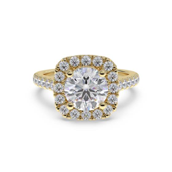 Modern Round Diamond Single Halo Ring