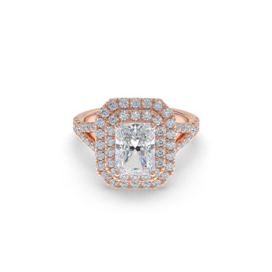 Radiant Diamond Single Halo Shoulder Set Ring