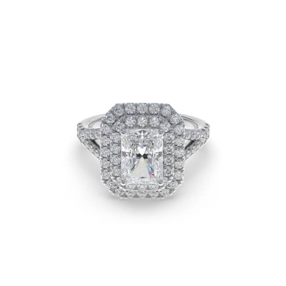 Radiant Diamond Single Halo Shoulder Set Ring