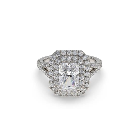 Radiant Diamond Single Halo Shoulder Set Ring