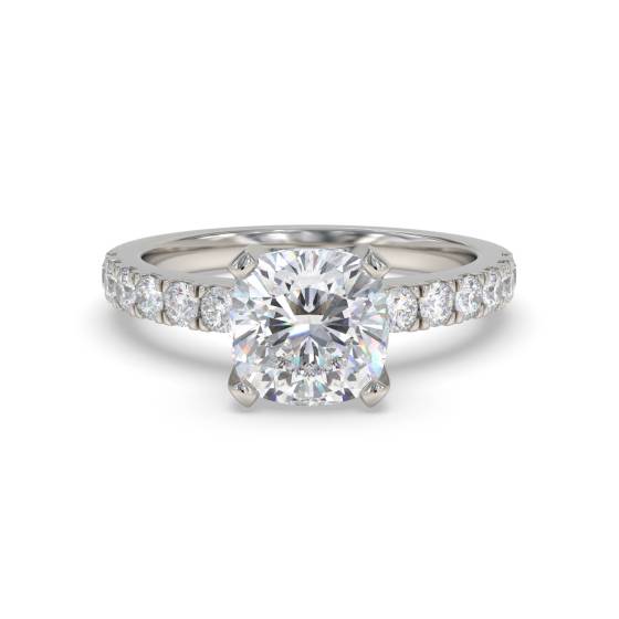 Cushion Diamond Shoulder Set Ring