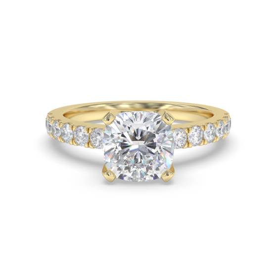Cushion Diamond Shoulder Set Ring