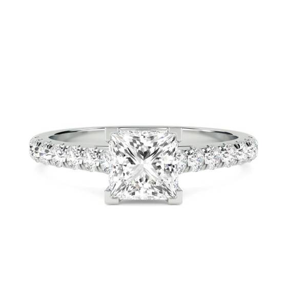 GIA Certified 0.50ct VS1/F Princess Diamond Shoulder Set Ring