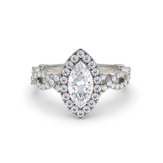 GIA Certified 1.10ct VVS2/F Marquise Diamond Single Halo Shoulder Set Ring