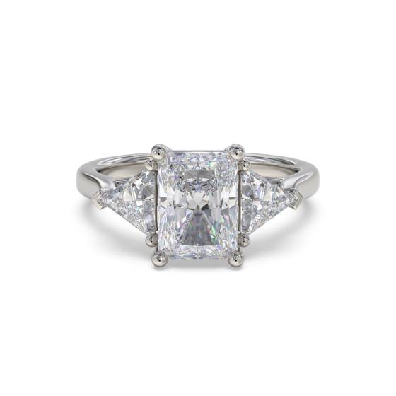 Elegant Radiant and Trillion Diamond Trilogy Ring