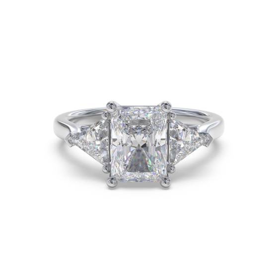 Elegant Radiant and Trillion Diamond Trilogy Ring