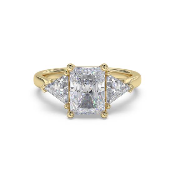 Elegant Radiant and Trillion Diamond Trilogy Ring
