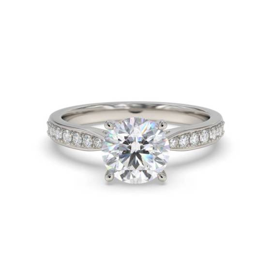 GIA Certified 0.85ct VVS1/E Round Diamond Shoulder Set Ring