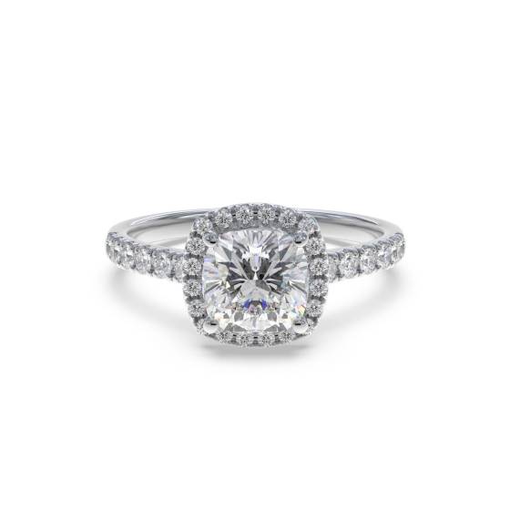Cushion Diamond Single Halo Shoulder Set Ring