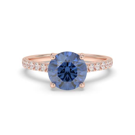 Round Blue Sapphire and Diamond Ring