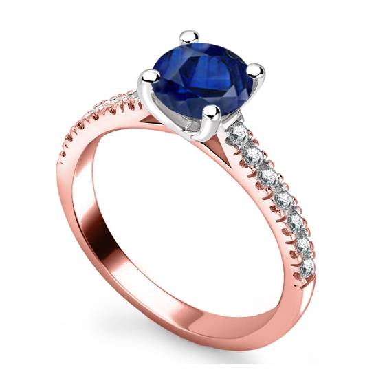 Round Blue Sapphire and Diamond Ring