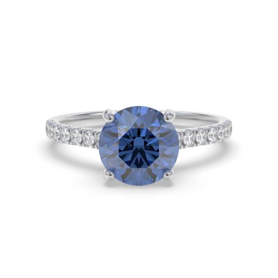 Round Blue Sapphire and Diamond Ring