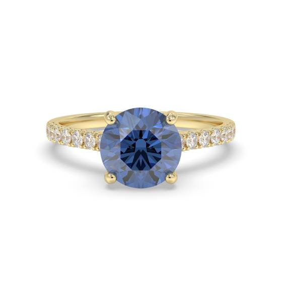Round Blue Sapphire and Diamond Ring