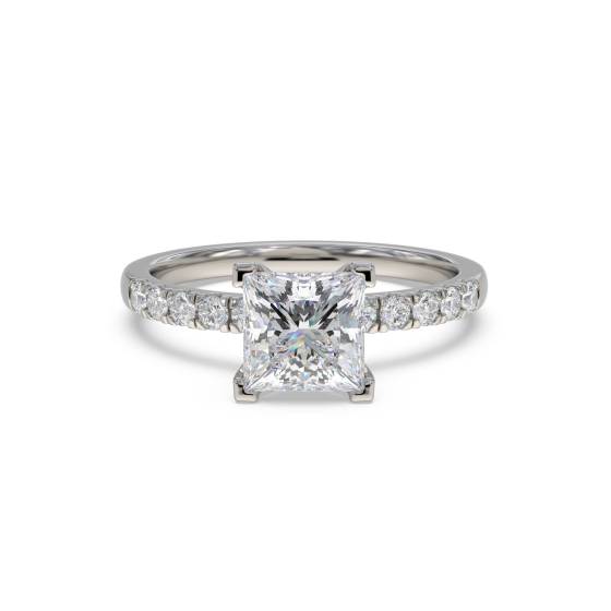 Princess Diamond Shoulder Set Ring